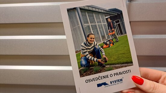 Osvědčení o pravosti výrobku K-system